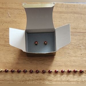 1997 Avon LADY BUG PIERCED EARRINGS & BRACELET Perfect for Miraculous Cosplay